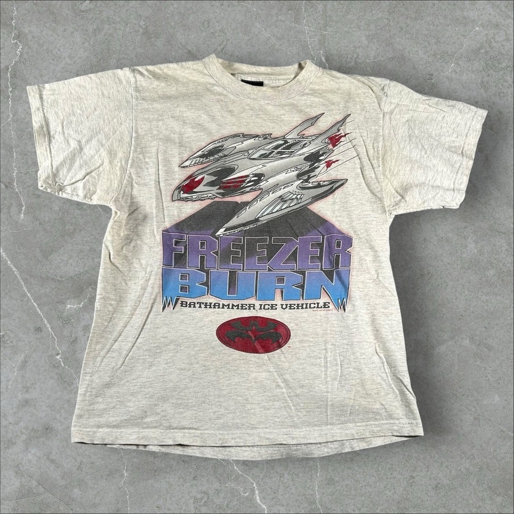 Vintage DC Comics Kids XL Shirt Grey Batman Bathammer 90s Freezer Burn 1997 DC